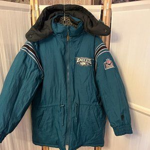 NFL Sz L PHILADELPHIA EAGLES Football Reversible Jacket w/ Removable Hood